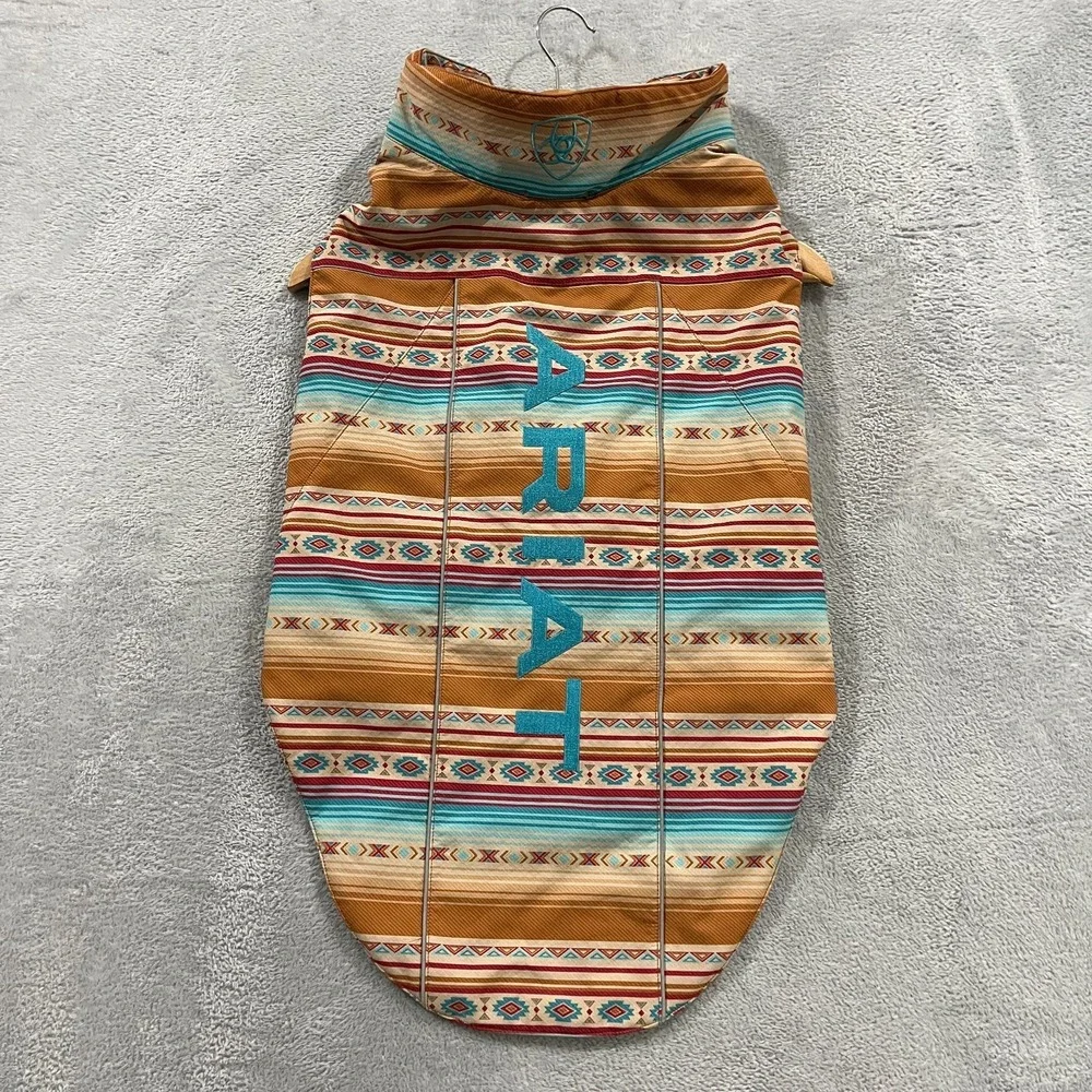 ARIAT Quilted Puffer Jacket Dog XL Aztec Western Southwestern Embroidered RARE